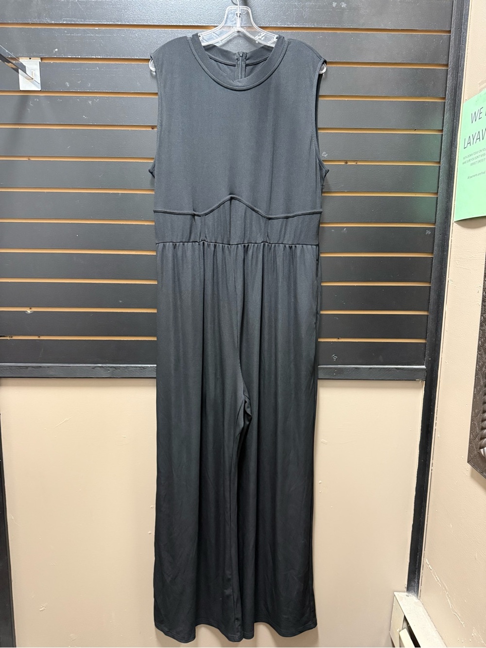 Cider Black Ribbed Wide Leg Jumpsuit 2XL NWT